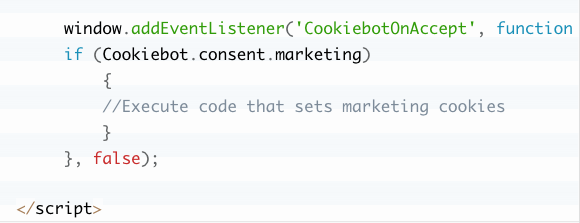 An example of Cookiebot cookie scripts locking your doors, keeping you safe.