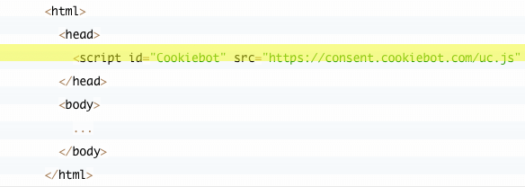 Cookie message scripts screenshot - Cookiebot