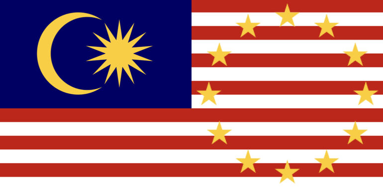 Flag of Malaysia with the European Union flag stars on it - Cookiebot