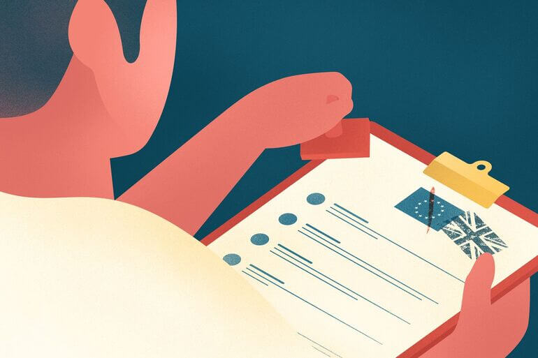 Illustration of a person holding a clipboard - Cookiebot