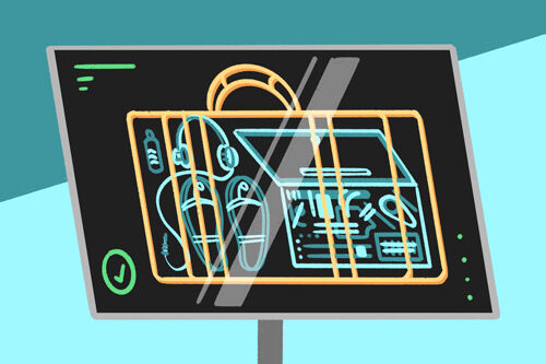 Illustration of an bag being x-rayed - Cookiebot